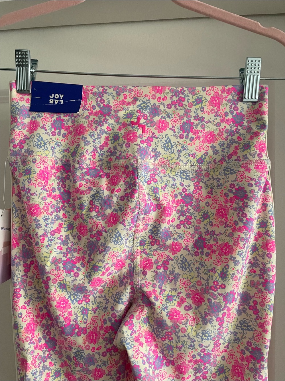 JoyLab Pink Floral Woman’s Leggings with Pastel Accents - Picture 4 of 4